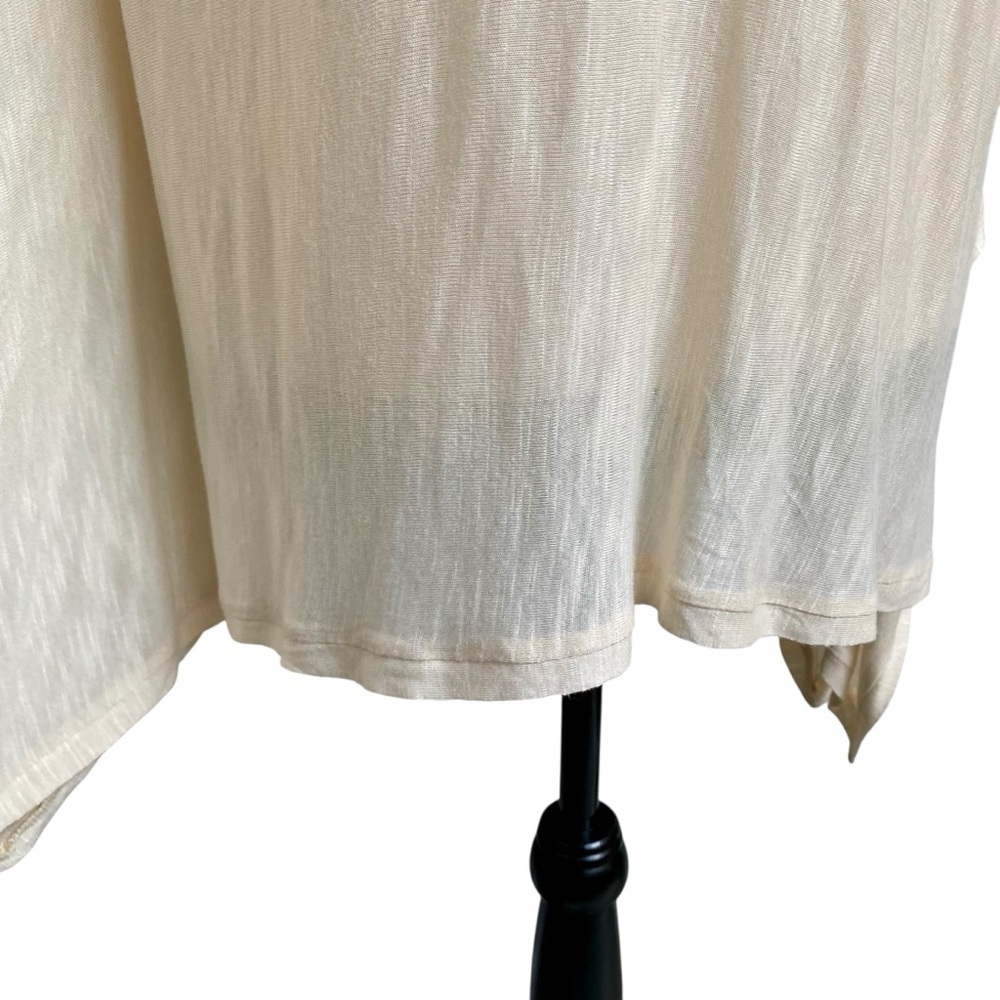 Alberto Makali Beaded Neck Poncho Blouse Ivory Rayon Draped Tunic Top S - Picture 5 of 13
